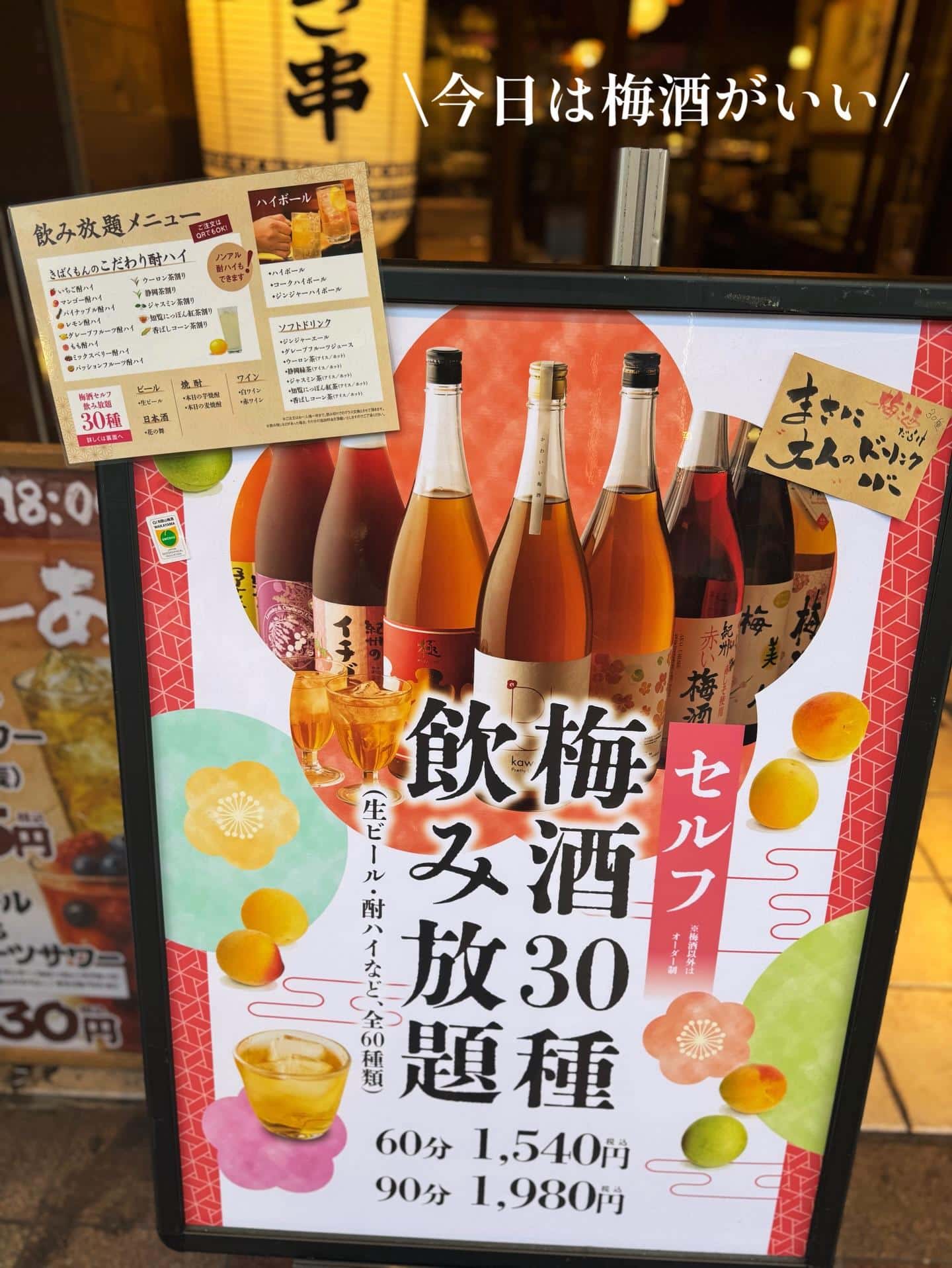 『今日は梅酒【が】いい!』《きばくもん/静岡/居酒屋/博多料理/果実酎ハイ/野菜巻き串/飲み放題/新年会/送別会/歓迎会…
